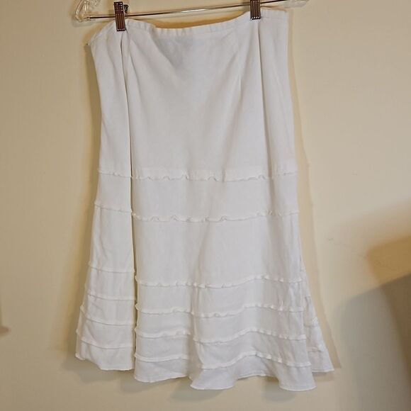 Sharagano white tiered A line midi skirt size 10P - Picture 4 of 8